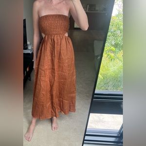 Rust Linen Cut Out Dress